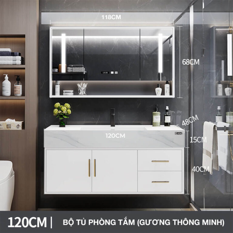 Tủ phòng tắm thông minh Enic T03 (120cm - Gương thông minh màu trắng)