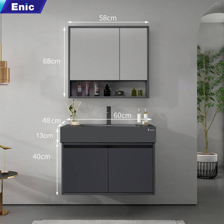 Tủ phòng tắm thông minh Enic T03 (Nhôm - 60cm - Gương thường màu xám)