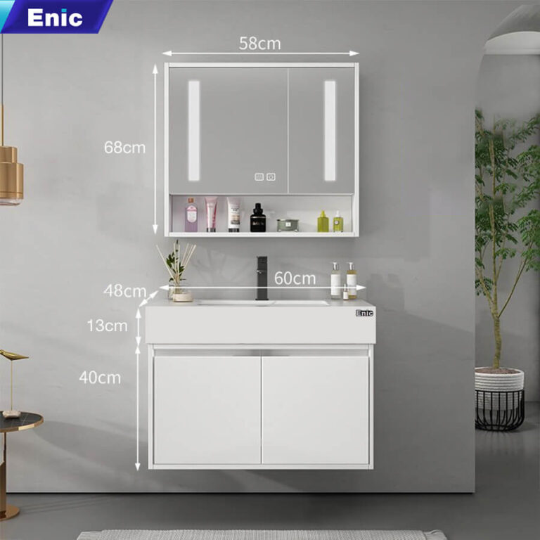 Tủ phòng tắm thông minh Enic T03 (Nhôm - 60cm - Gương thông minh màu trắng)