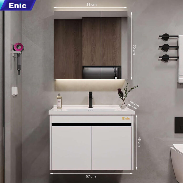 Tủ phòng tắm thông minh Enic ST01 (60cm - Gương thường màu trắng)