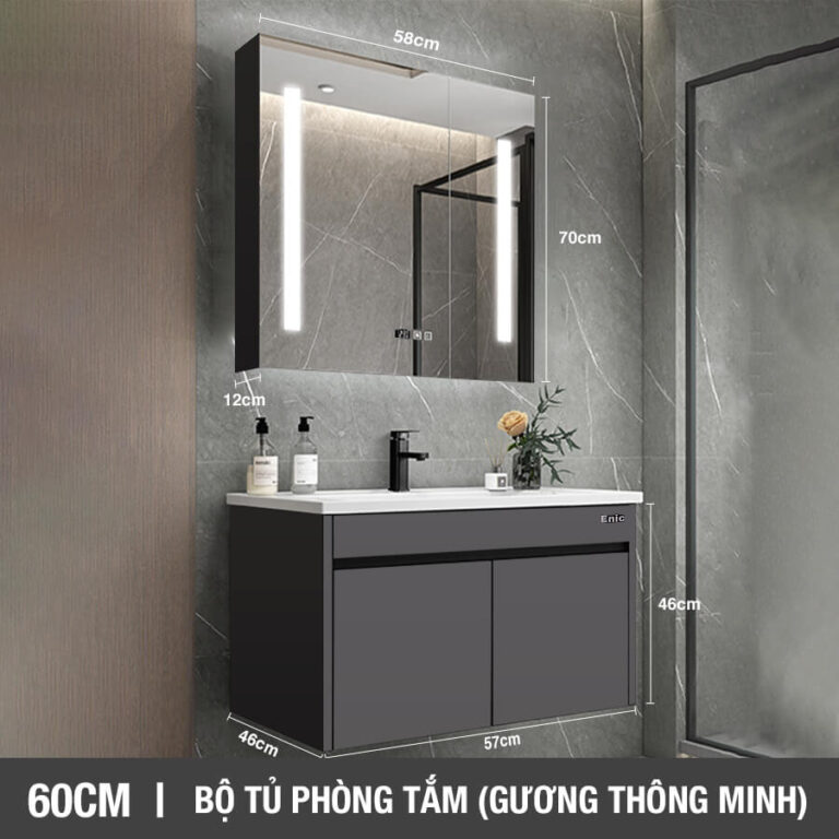 Tủ phòng tắm thông minh Enic ST01 (60cm - Gương thông minh màu xám)