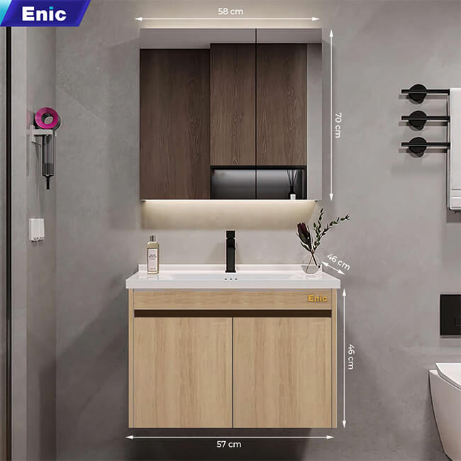 Tủ phòng tắm thông minh Enic ST01 (60cm - Gương thường màu gỗ)