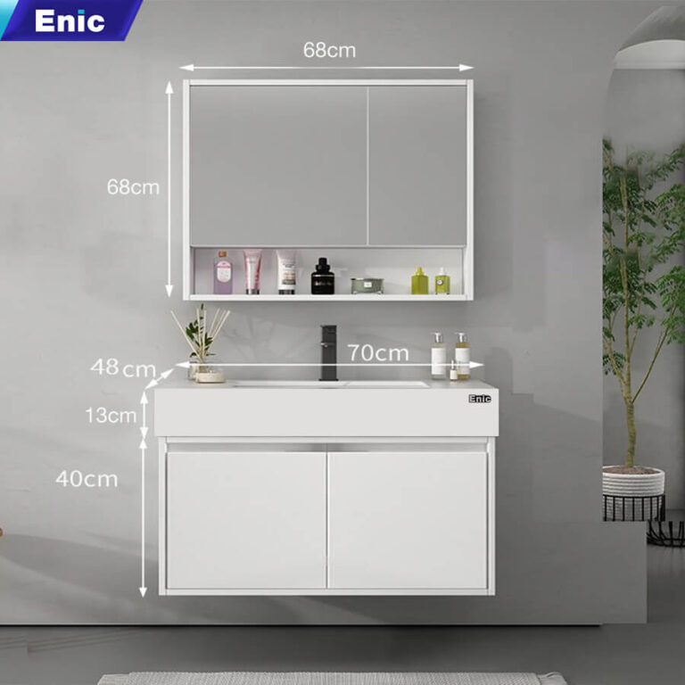 Tủ phòng tắm thông minh Enic T03 (Nhôm - 70cm - Gương thường màu trắng)