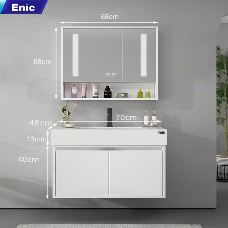 Tủ phòng tắm thông minh Enic T03 (Nhôm - 70cm - Gương thông minh màu trắng)