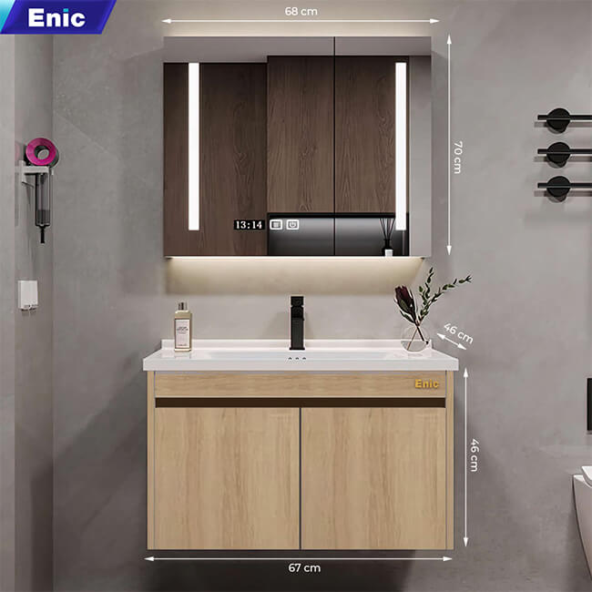 Tủ phòng tắm thông minh Enic ST01 (70cm - Gương thông minh màu gỗ)