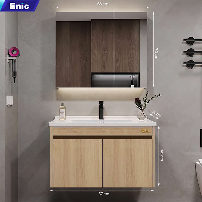 Tủ phòng tắm thông minh Enic ST01 (70cm - Gương thường màu gỗ)