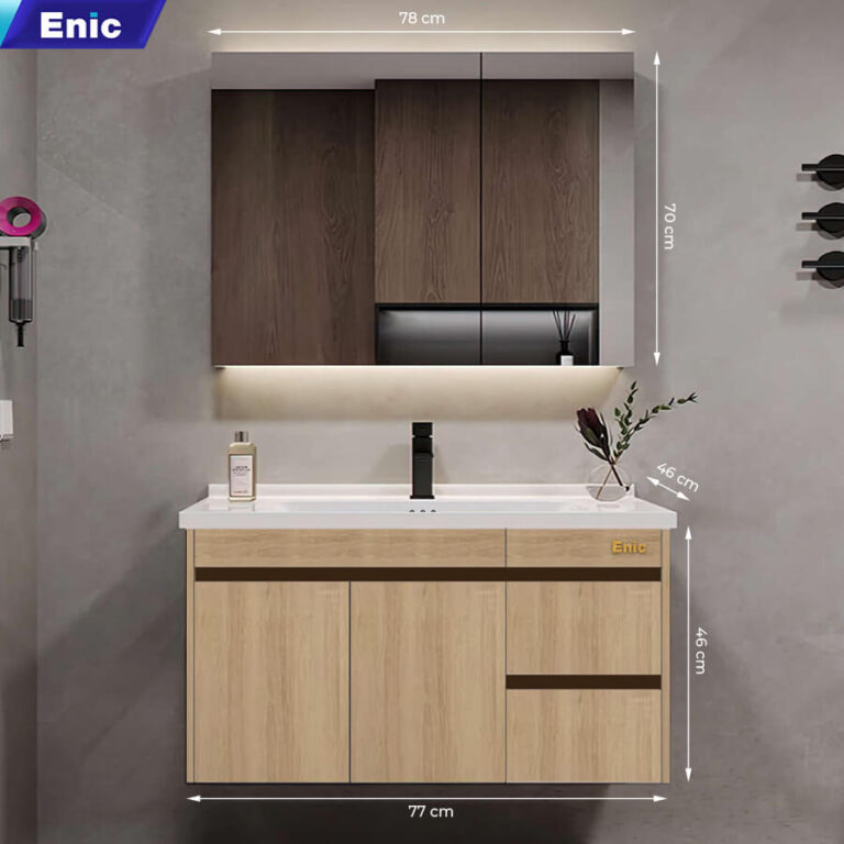 Tủ phòng tắm thông minh Enic ST01 (80cm - Gương thường màu gỗ)