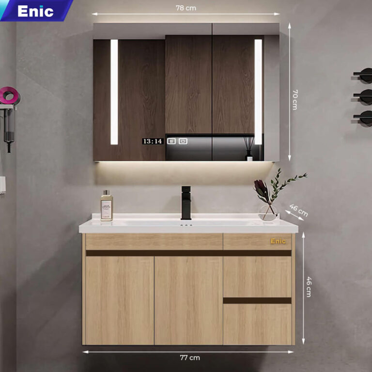 Tủ phòng tắm thông minh Enic ST01 (80cm - Gương thông minh màu gỗ)