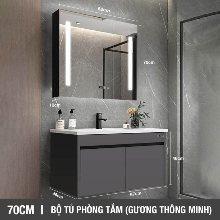 Tủ phòng tắm thông minh Enic ST01 (70cm - Gương thông minh màu xám)