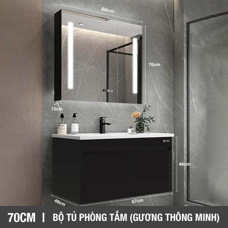 Tủ phòng tắm thông minh Enic ST01 (70cm - Gương thông minh màu đen)