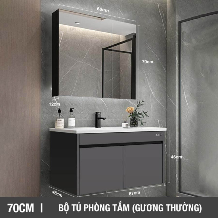 Tủ phòng tắm thông minh Enic ST01 (70cm - Gương thường màu xám)