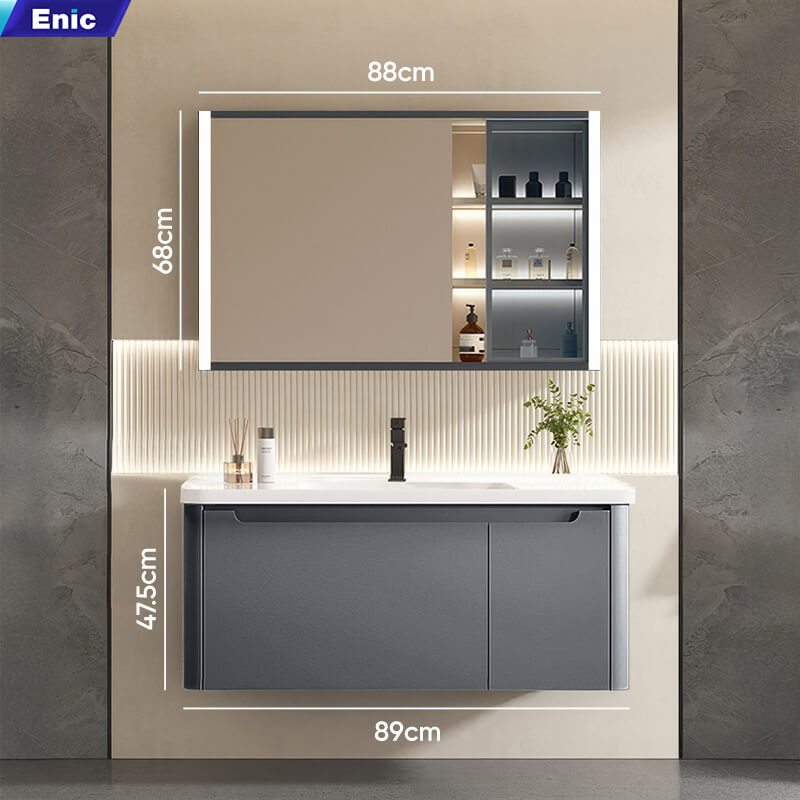 Tủ phòng tắm thông minh Enic BT11 xám (90cm - Gương led viền)