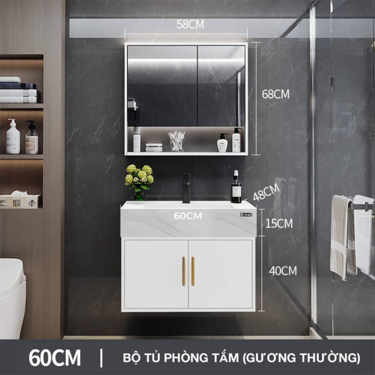 Tủ phòng tắm thông minh Enic T03 (60cm - Gương thường màu trắng)