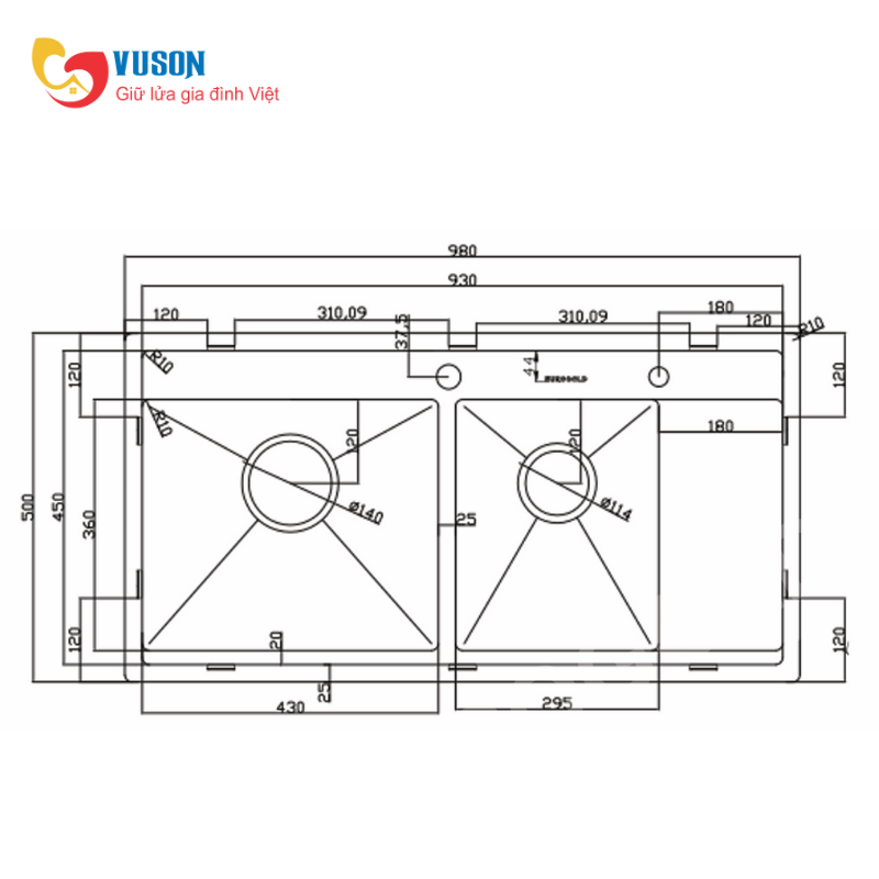 Chậu rửa bát Eurogold EUP39850