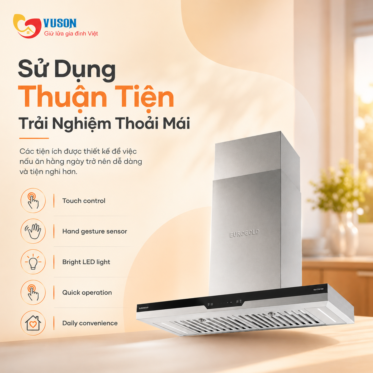 Máy hút mùi Eurogold EHM3570S