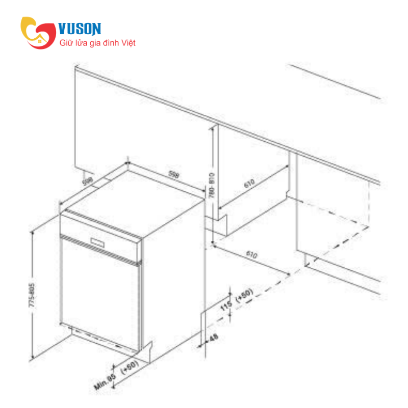 Máy rửa bát Eurosun SMS78EU81S