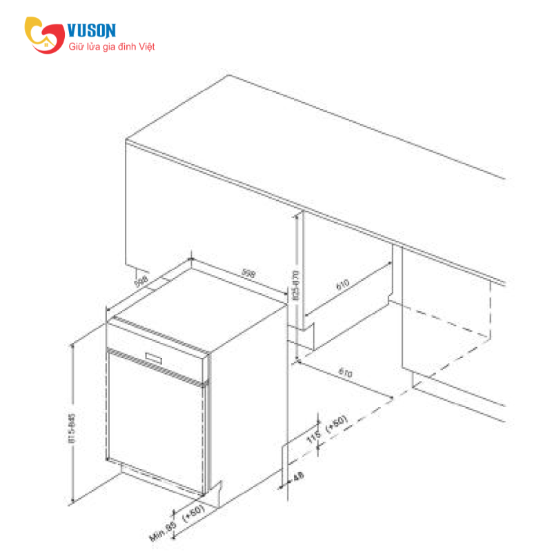 Máy rửa bát Eurosun SMS81EU75G