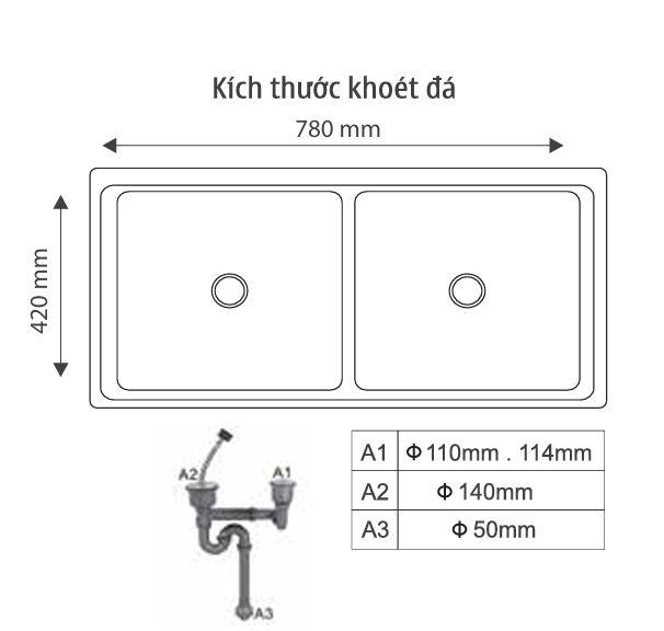 Chậu rửa bát 2 hố Giovani GS-8245 HMSC