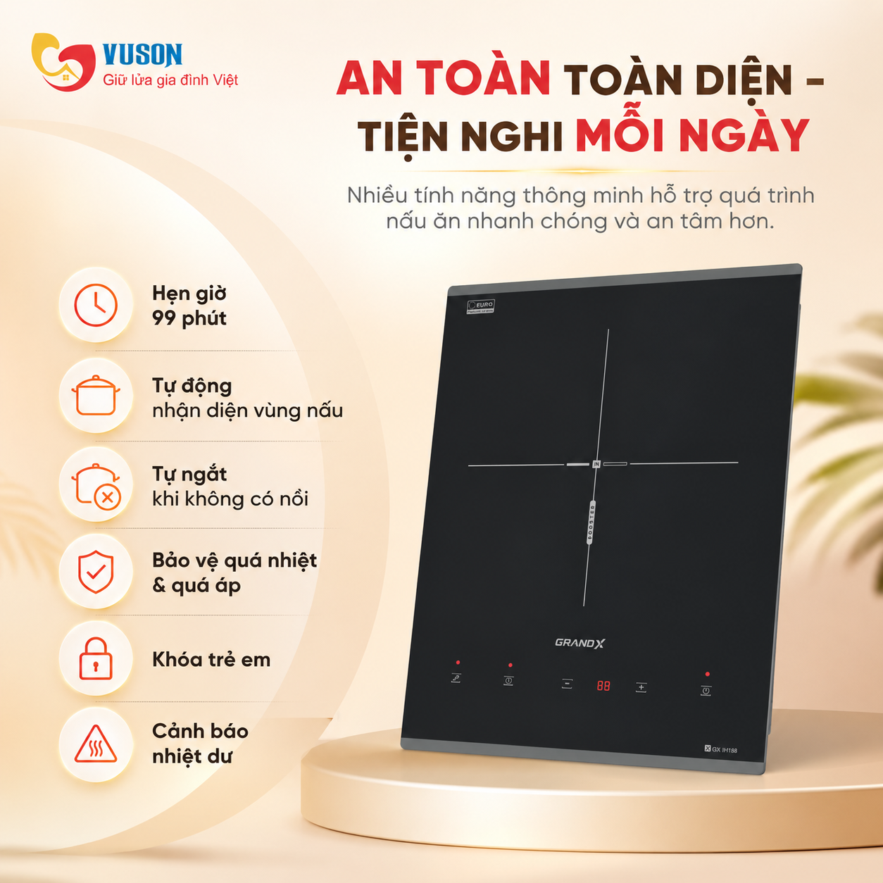 Bếp từ đơn GrandX GX IH188