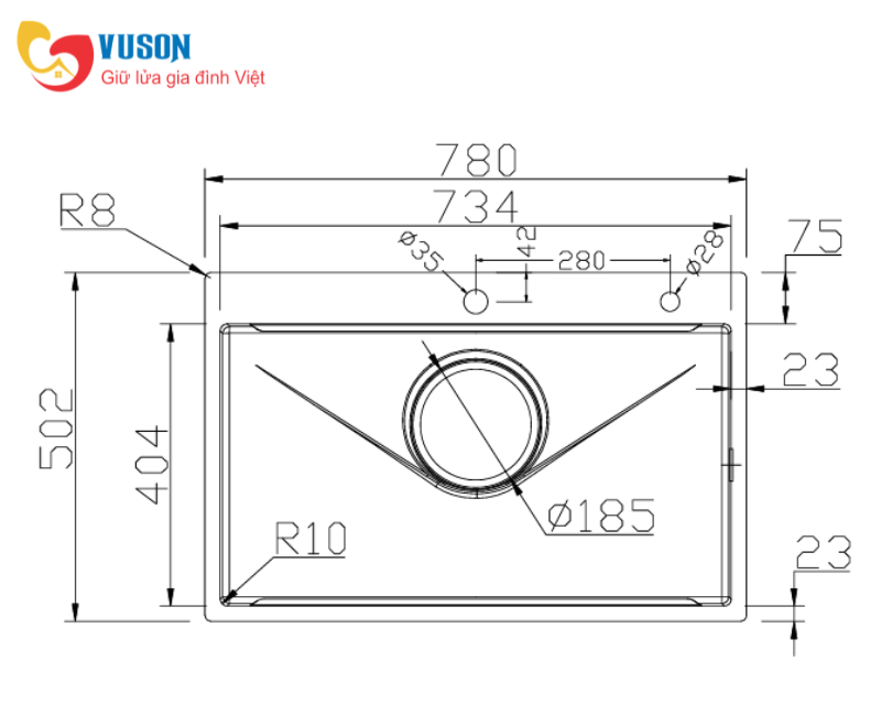 Chậu rửa bát GrandX GX7850J