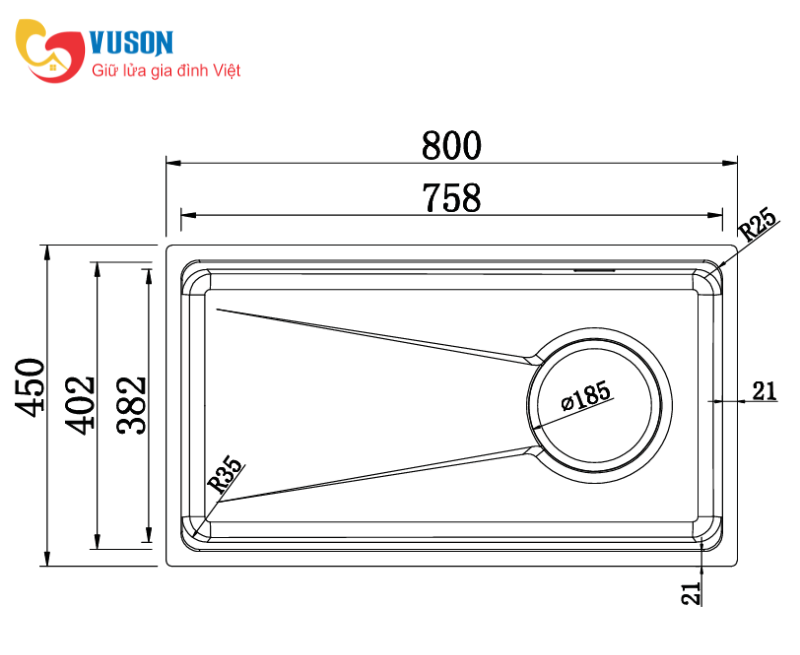 Chậu rửa bát GrandX GX8045LV