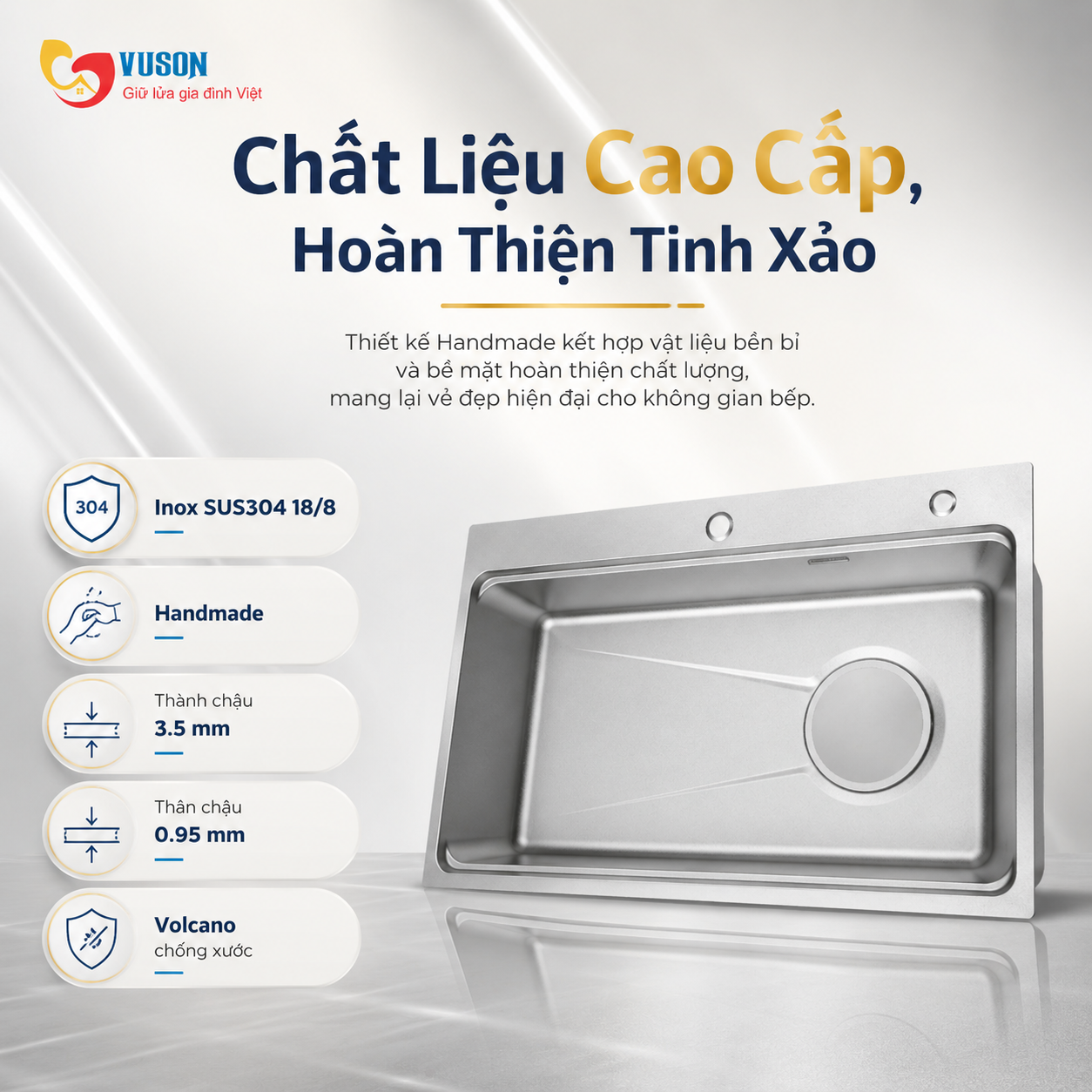 Chậu rửa bát GrandX GX8050SV