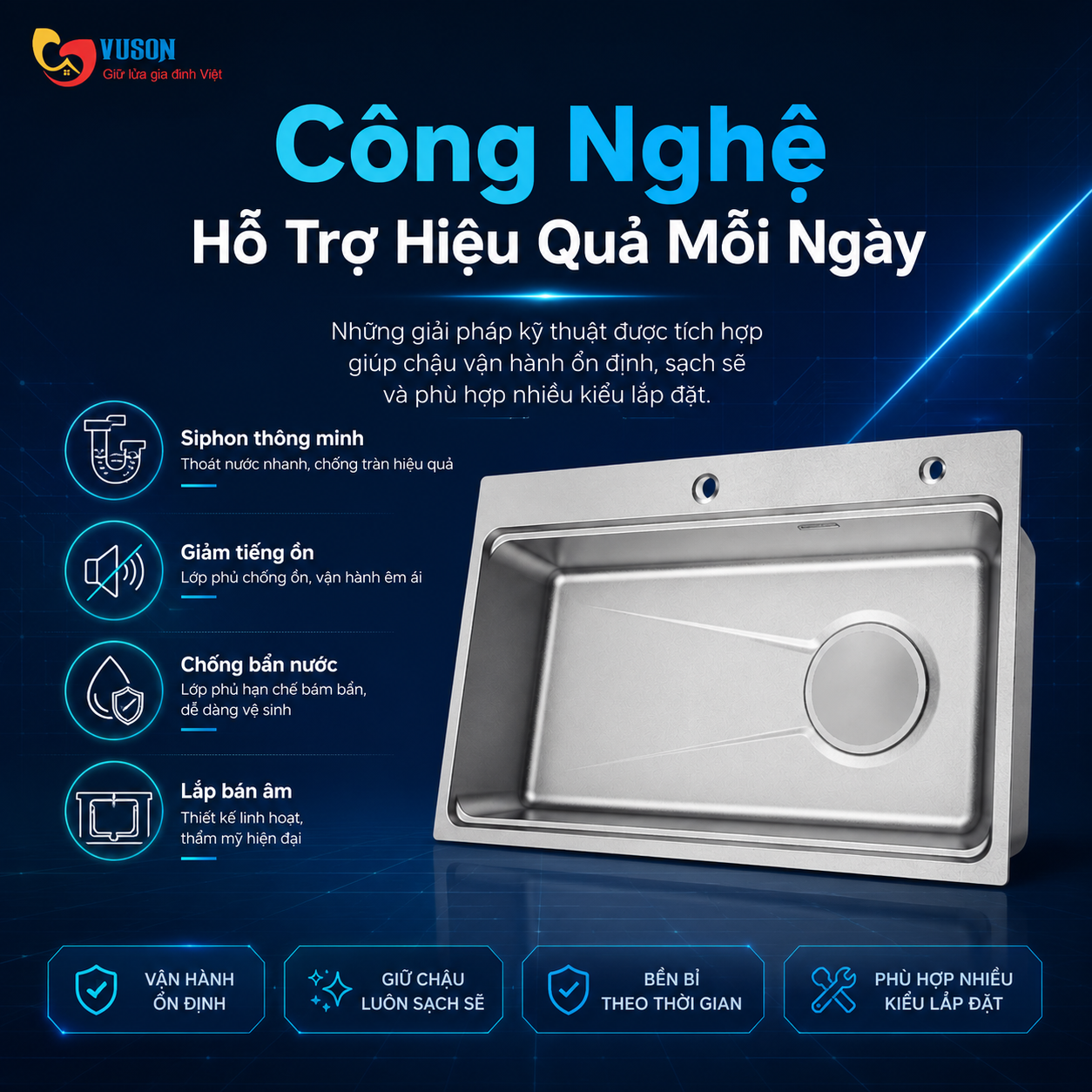 Chậu rửa bát GrandX GX8050SV