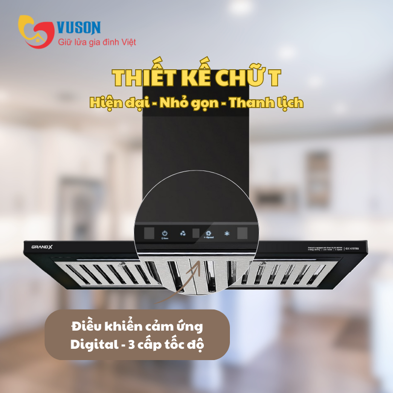 Máy hút mùi áp tường GrandX GX H90T65