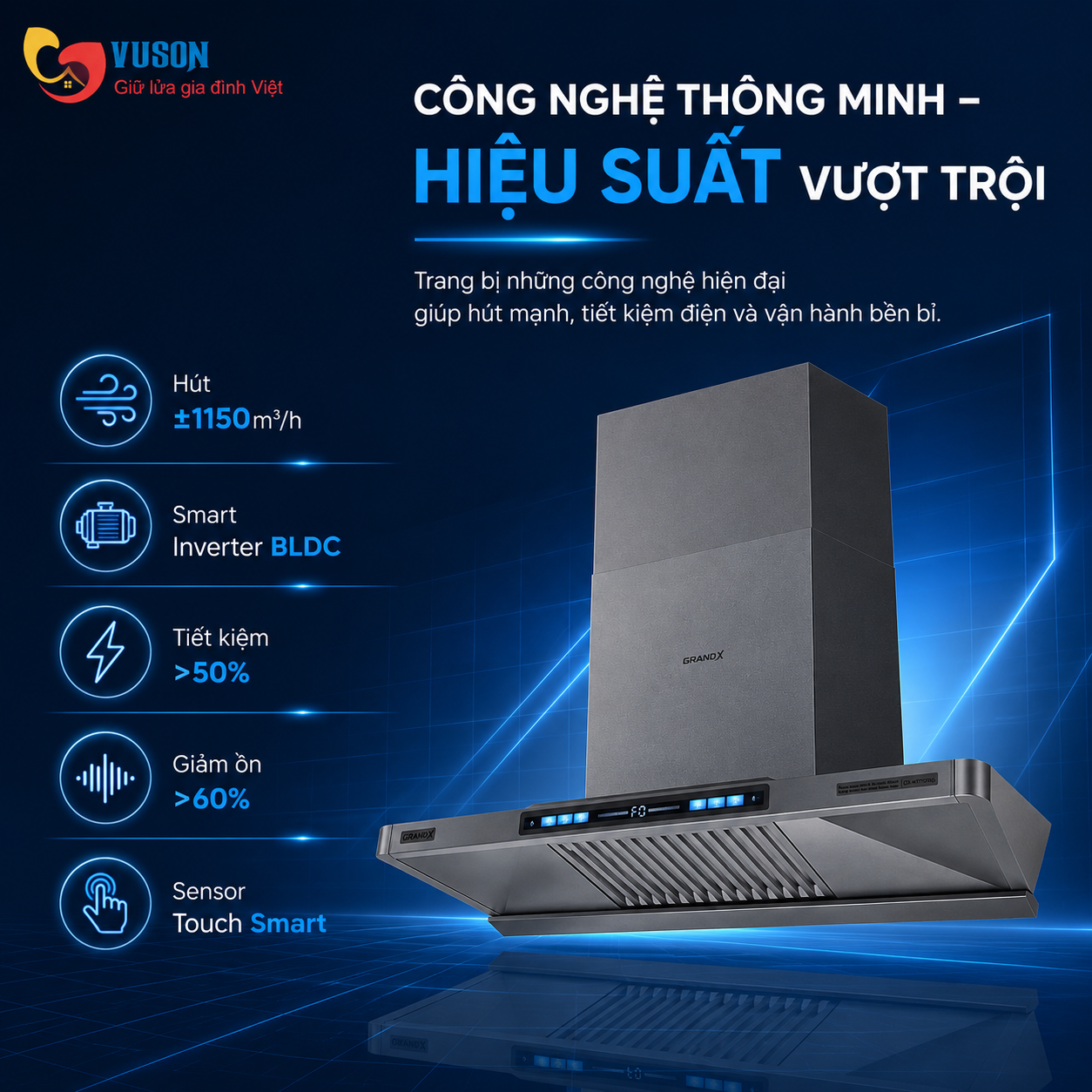 Máy hút mùi GrandX GX H70T82Pro