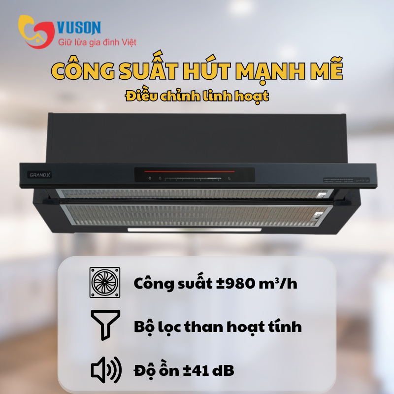Máy hút mùi âm tủ GrandX GX H70F72B
