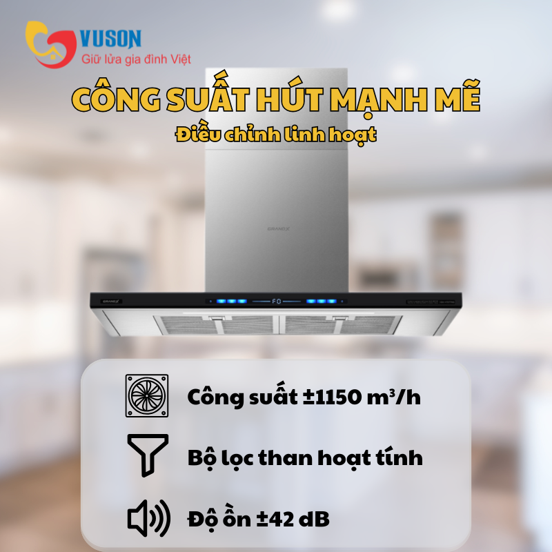 Máy hút mùi áp tường GrandX GX H70T78B