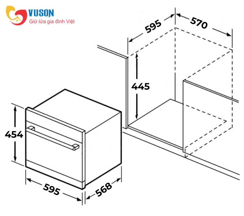 Lò nướng âm tủ tích hợp lò hấp, lò vi sóng, nồi chiên không dầu 4 trong 1 GrandX GX50MOS7