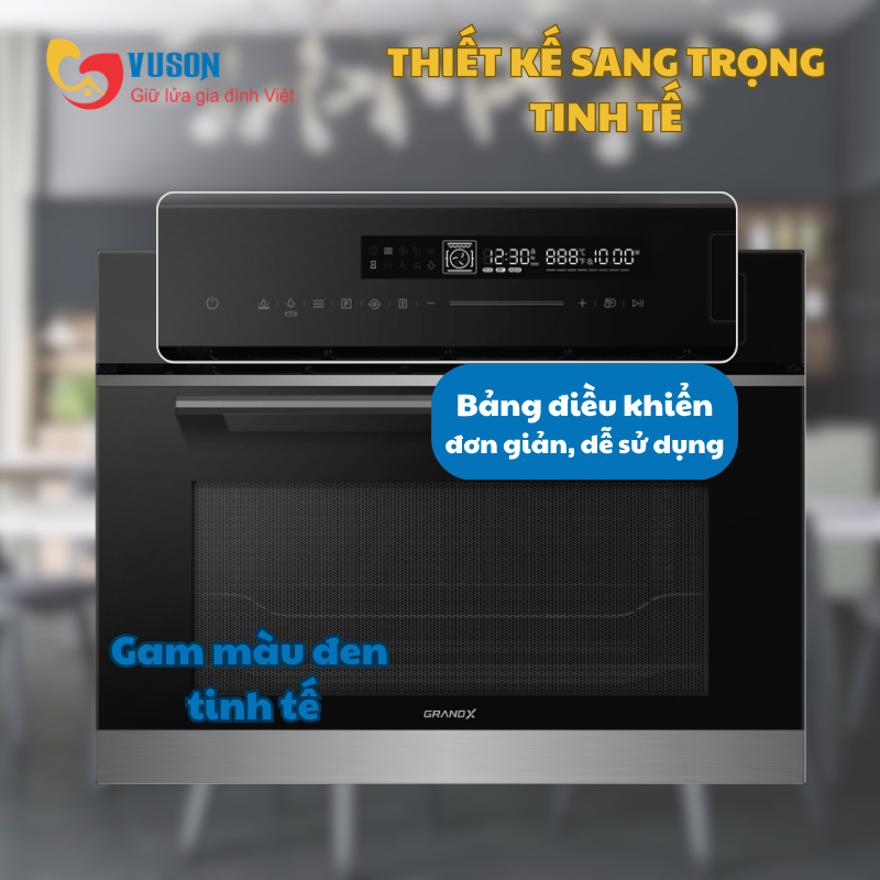 Lò nướng âm tủ tích hợp lò hấp, lò vi sóng, nồi chiên không dầu 4 trong 1 GrandX GX50MOS7