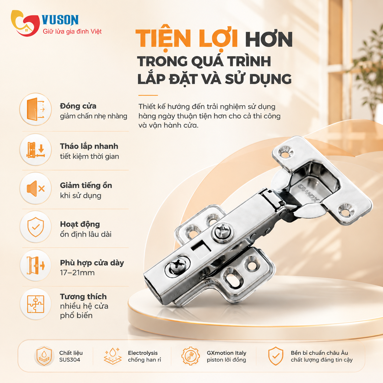 Bản Lề GrandX Capella SUS304 XC.S304A
