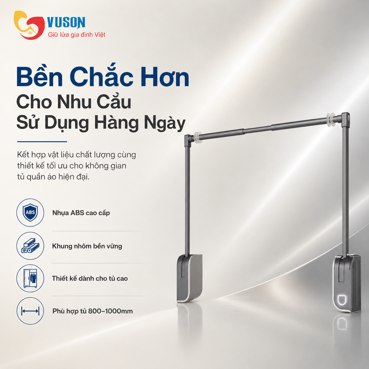 Giá Nâng Hạ Điện Treo Quần Áo GrandX XM.15E-Luxury