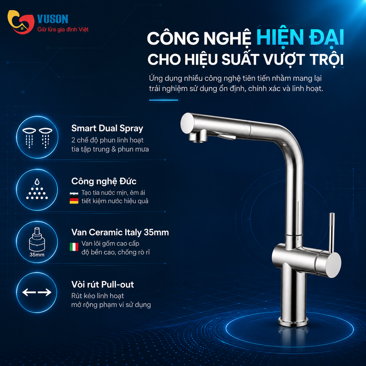 Vòi rửa bát GrandX GXF02 Luxury