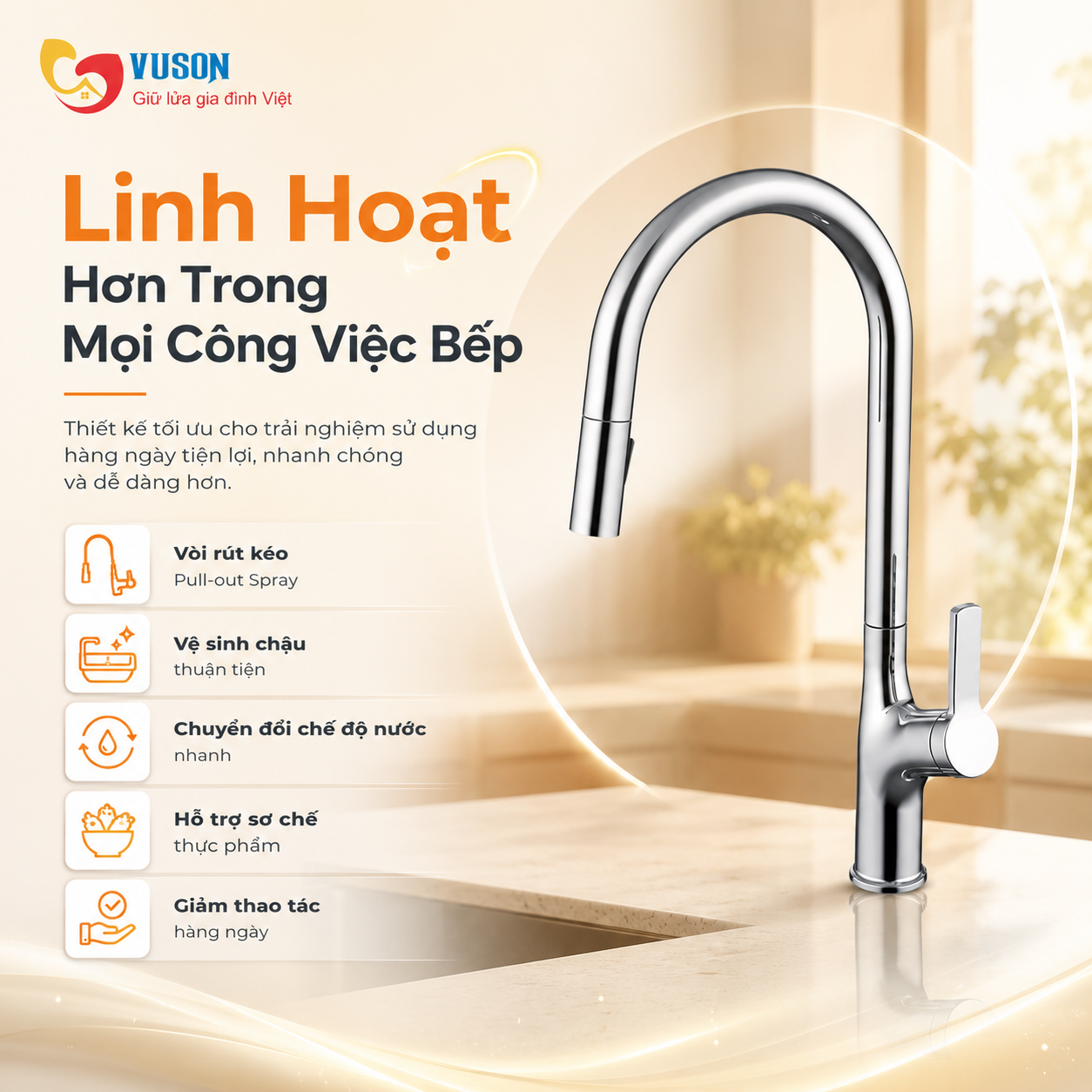Vòi rửa bát GrandX GXF17
