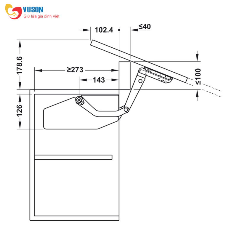 Bộ tay nâng Free Swing S2sw màu trắng Hafele - 493.05.760