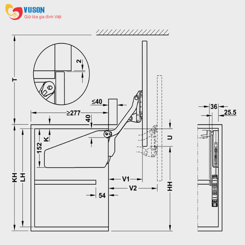 Bộ tay nâng Free up R3us màu xám Hafele - 493.05.804