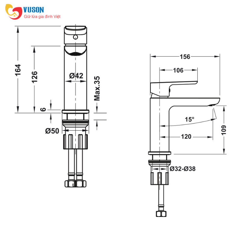 Vòi phòng tắm Hafele Uni 100 - 495.61.129
