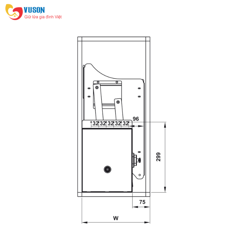 Rổ bát đĩa nâng hạ lưới dẹt 600mm Hafele Lento - 504.76.019