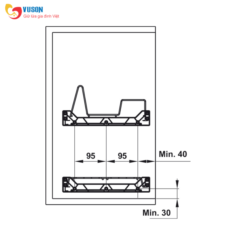 Bộ rổ chén đĩa cố định 700mm Hafele Presto - 544.40.011
