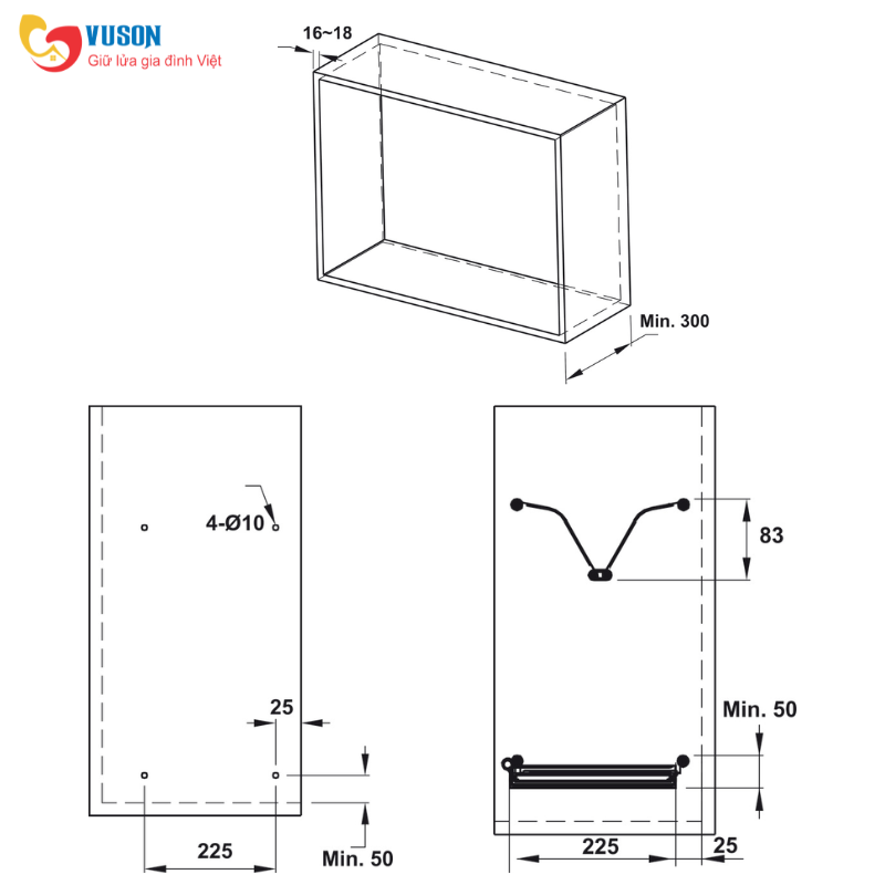 Rổ chén đĩa không khung 900mm Hafele Presto - 544.40.034
