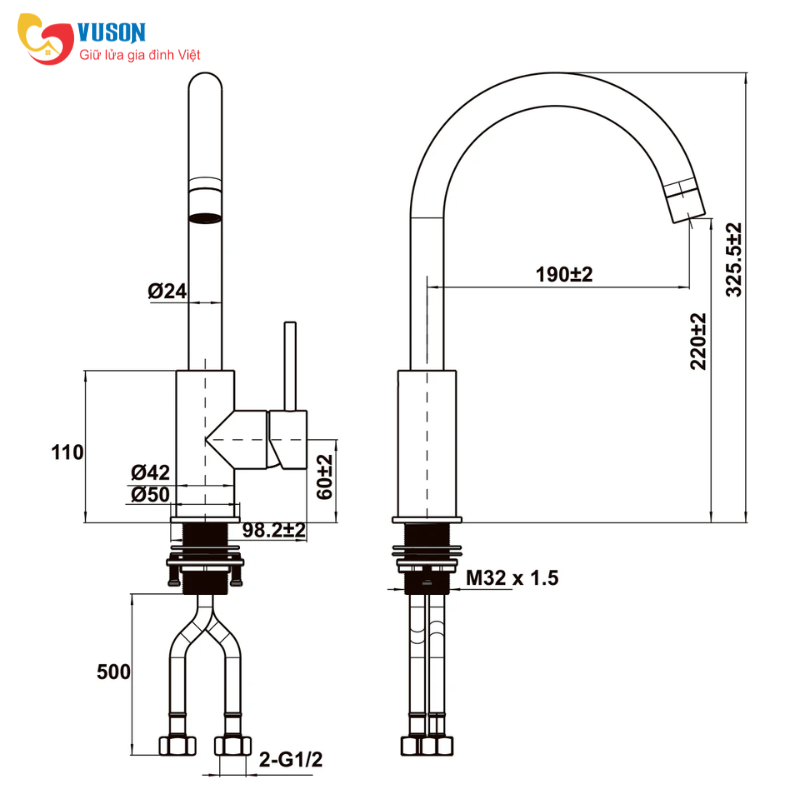 Vòi rửa bát Inox Hafele HT25-SH1F220 - 570.85.047