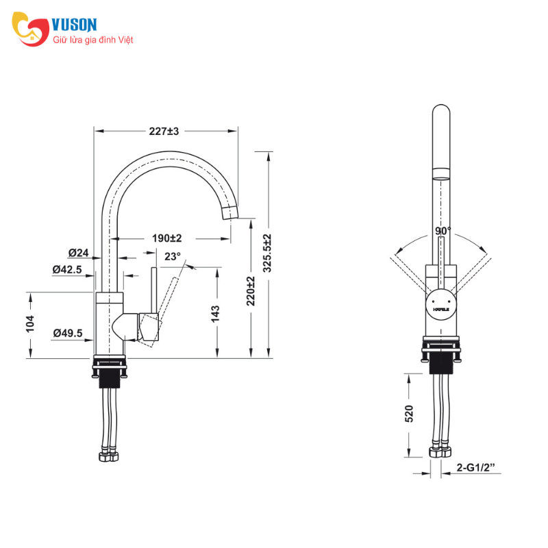 Vòi rửa bát Hafele HT21-CH1F220C - KEM - 577.56.200