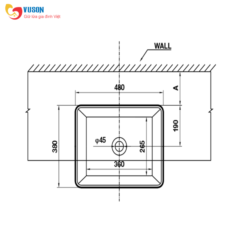 Chậu sứ bán âm Hafele 480x370x130 - 588.44.041