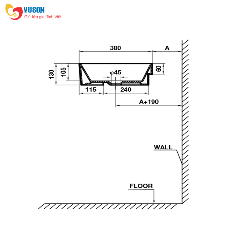 Chậu sứ bán âm Hafele 480x370x130 - 588.44.041