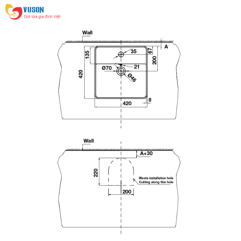 Chậu sứ đặt bàn Hafele Sapporo 420x420x145 - 588.79.072