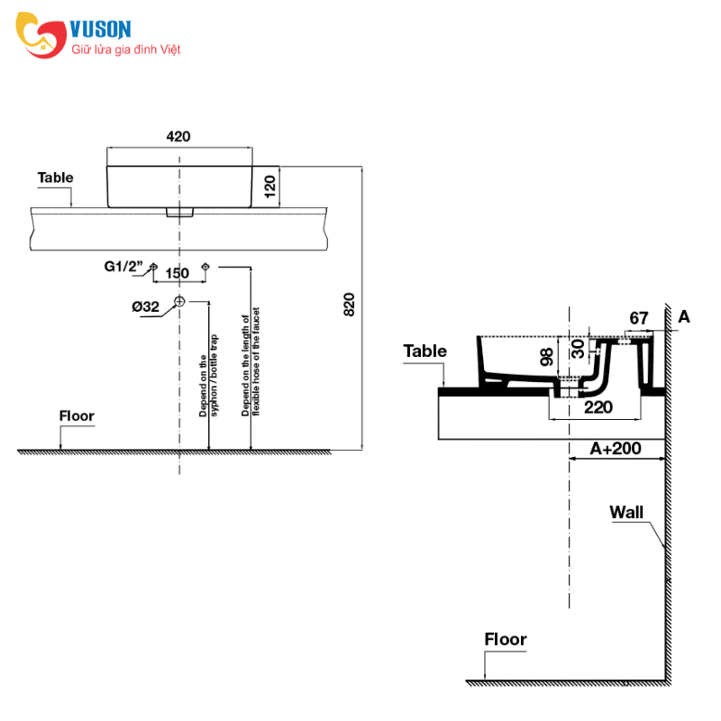 Chậu sứ đặt bàn Hafele Sapporo 420x420x145 - 588.79.072