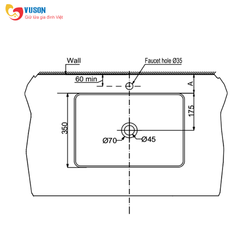 Chậu sứ rửa mặt đặt bàn Hafele Regal 500x350x120 - 588.79.075